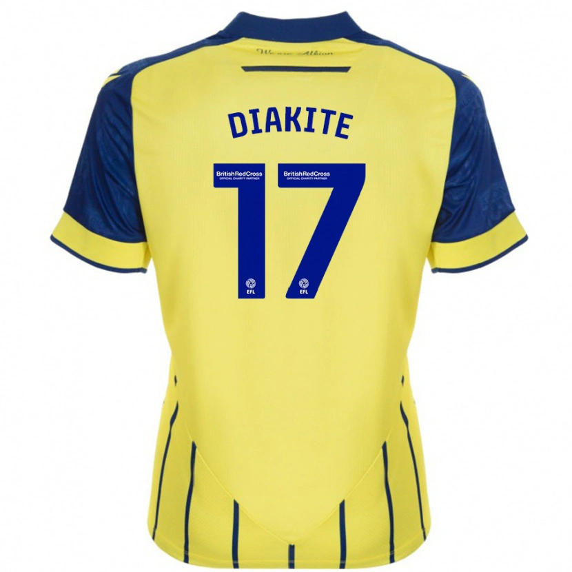 Danxen Niño Camiseta Ousmane Diakité #17 Amarillo Azul 2ª Equipación 2024/25 La Camisa