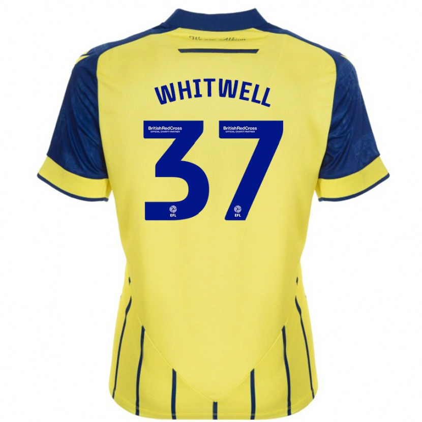 Danxen Niño Camiseta Harry Whitwell #37 Amarillo Azul 2ª Equipación 2024/25 La Camisa