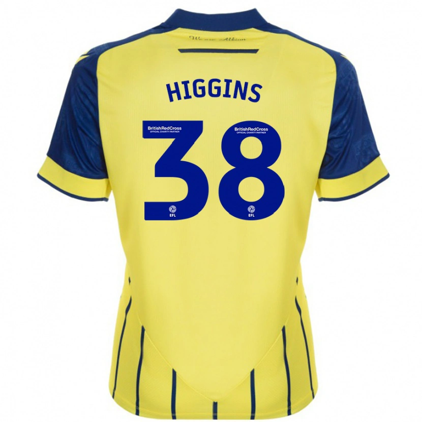 Danxen Niño Camiseta Akeel Higgins #38 Amarillo Azul 2ª Equipación 2024/25 La Camisa