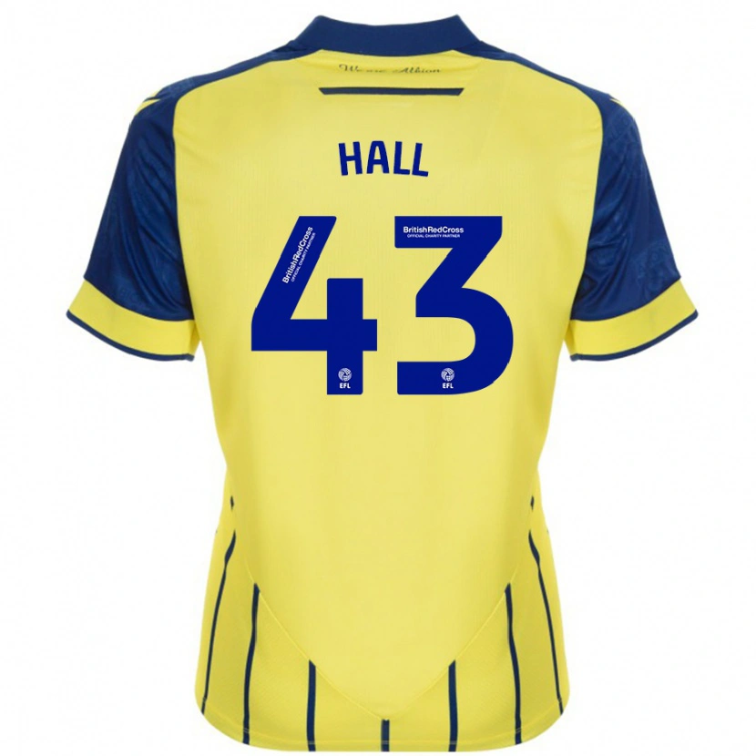 Danxen Niño Camiseta Reece Hall #43 Amarillo Azul 2ª Equipación 2024/25 La Camisa