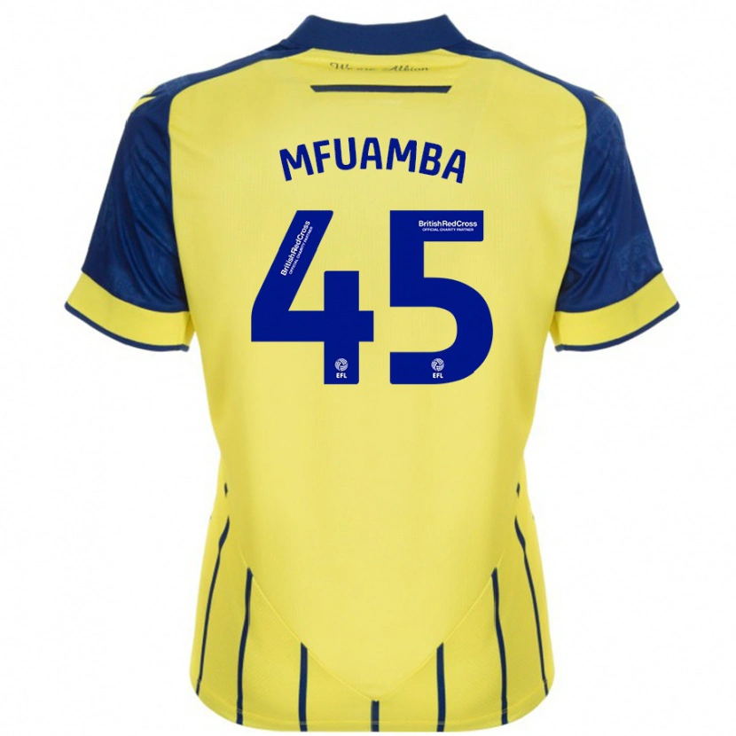 Danxen Niño Camiseta Kevin Mfuamba #45 Amarillo Azul 2ª Equipación 2024/25 La Camisa