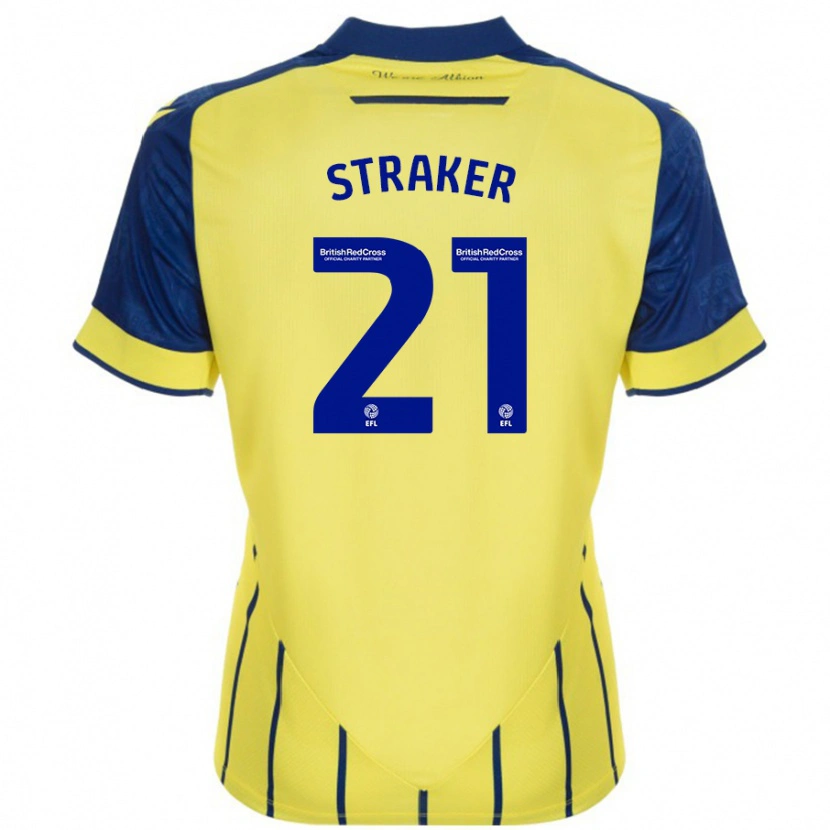 Danxen Niño Camiseta Jannelle Straker #21 Amarillo Azul 2ª Equipación 2024/25 La Camisa