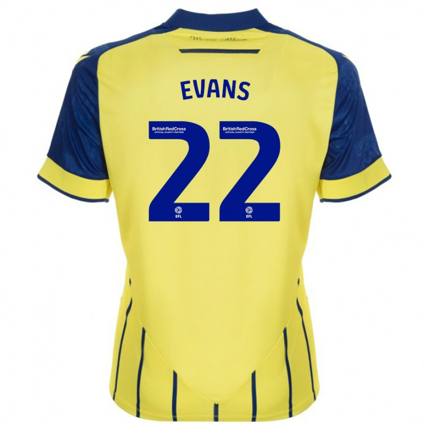 Danxen Niño Camiseta Kate Evans #22 Amarillo Azul 2ª Equipación 2024/25 La Camisa