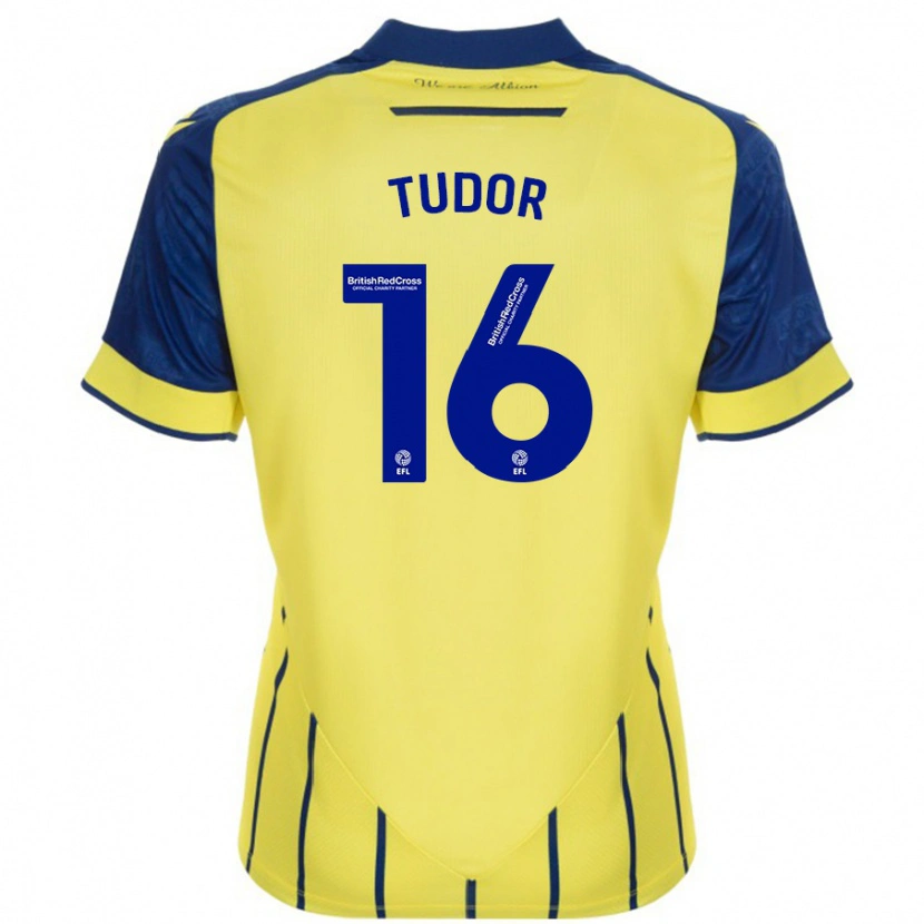 Danxen Niño Camiseta Sophie Tudor #16 Amarillo Azul 2ª Equipación 2024/25 La Camisa