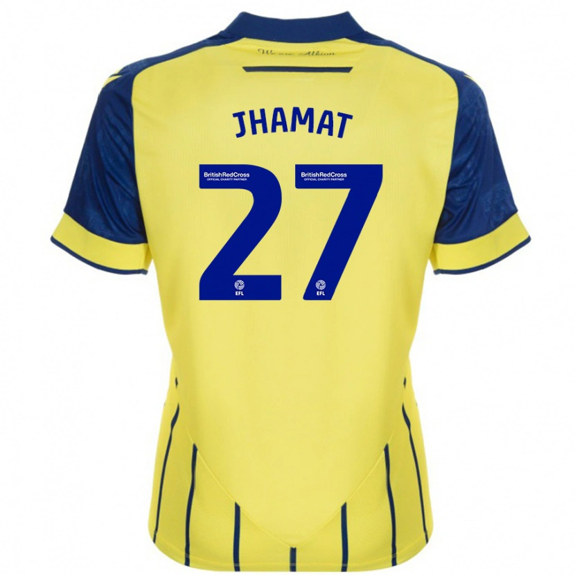 Danxen Niño Camiseta Simran Jhamat #27 Amarillo Azul 2ª Equipación 2024/25 La Camisa