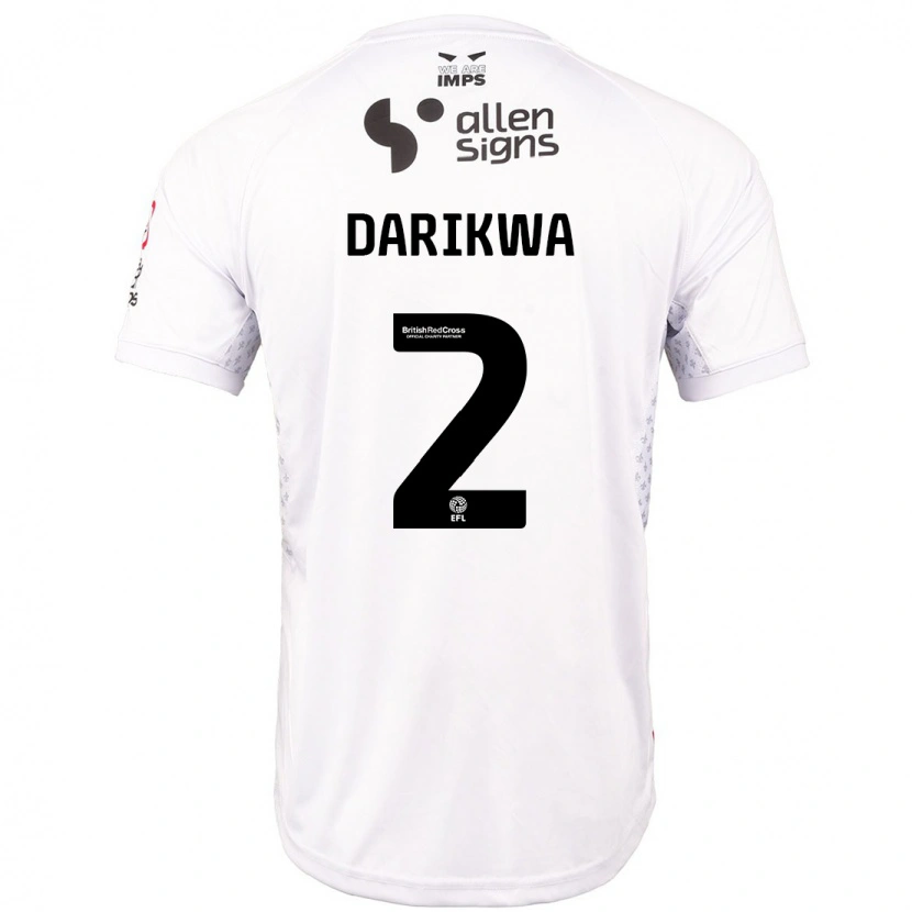 Danxen Niño Camiseta Tendayi Darikwa #2 Rojo Blanco 2ª Equipación 2024/25 La Camisa