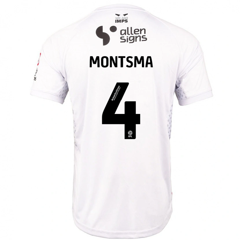 Danxen Niño Camiseta Lewis Montsma #4 Rojo Blanco 2ª Equipación 2024/25 La Camisa