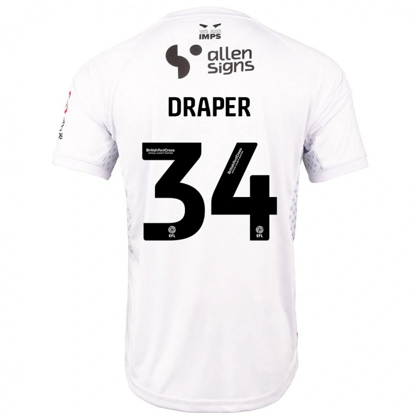 Danxen Niño Camiseta Freddie Draper #34 Rojo Blanco 2ª Equipación 2024/25 La Camisa