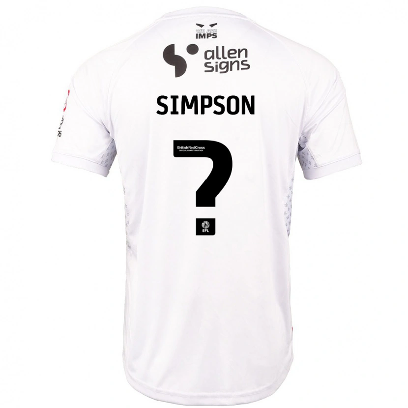 Danxen Niño Camiseta John Simpson #0 Rojo Blanco 2ª Equipación 2024/25 La Camisa