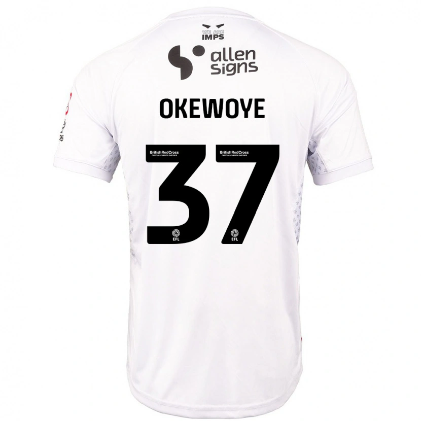 Danxen Niño Camiseta Gbolahan Okewoye #37 Rojo Blanco 2ª Equipación 2024/25 La Camisa