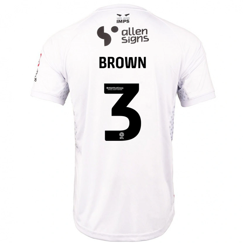 Danxen Niño Camiseta Jaden Brown #3 Rojo Blanco 2ª Equipación 2024/25 La Camisa