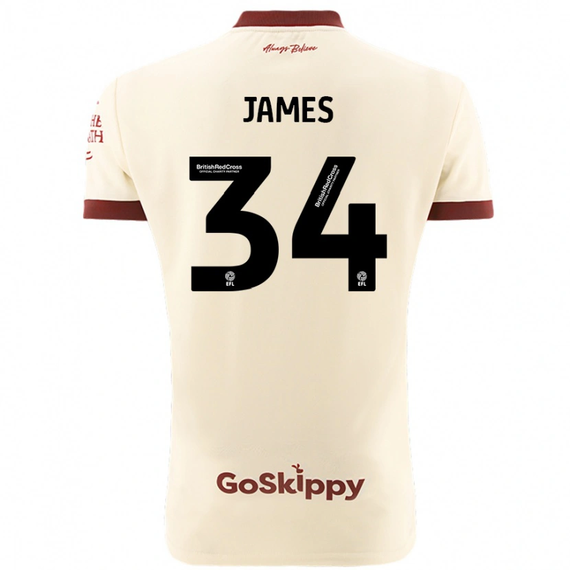 Danxen Niño Camiseta Joseph James #34 Crema Blanco 2ª Equipación 2024/25 La Camisa