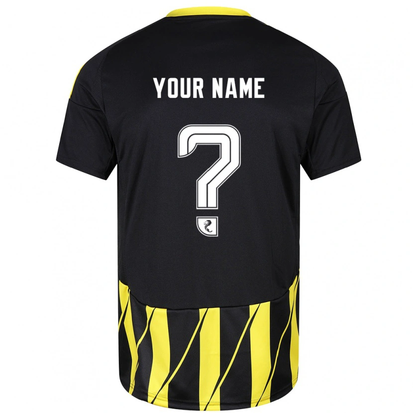 Danxen Niño Camiseta Su Nombre #0 Negro Amarillo 2ª Equipación 2024/25 La Camisa