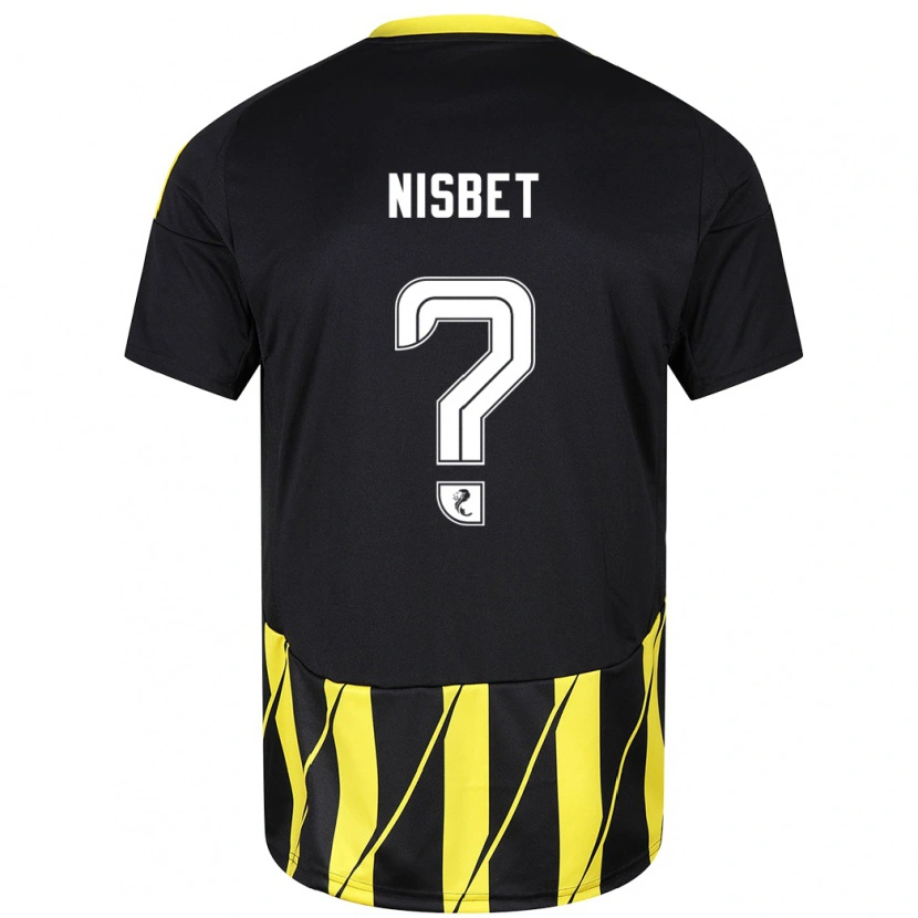 Danxen Niño Camiseta Kevin Nisbet #0 Negro Amarillo 2ª Equipación 2024/25 La Camisa