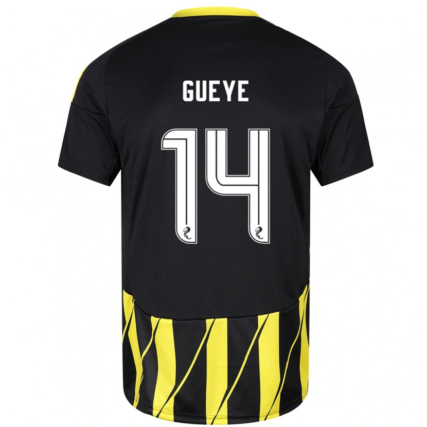 Danxen Niño Camiseta Pape Habib Guèye #14 Negro Amarillo 2ª Equipación 2024/25 La Camisa