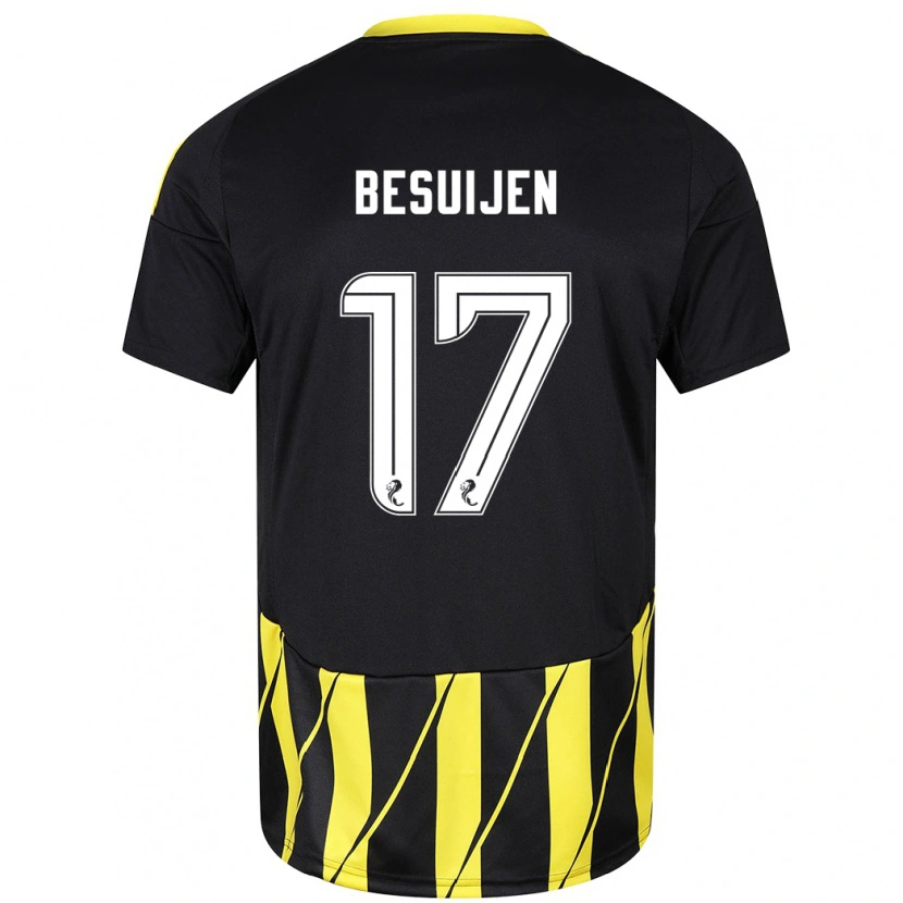 Danxen Niño Camiseta Vicente Besuijen #17 Negro Amarillo 2ª Equipación 2024/25 La Camisa