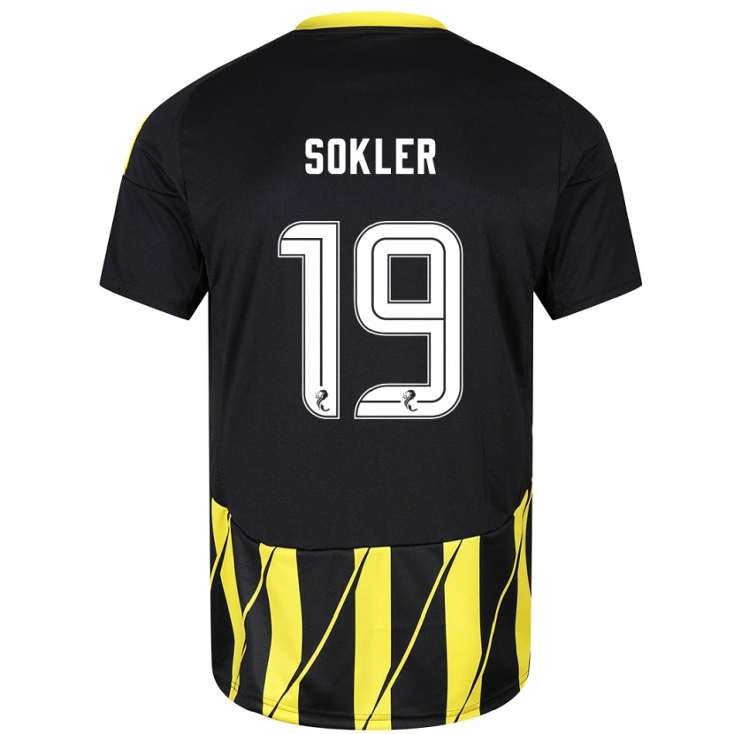 Danxen Niño Camiseta Ester Sokler #19 Negro Amarillo 2ª Equipación 2024/25 La Camisa