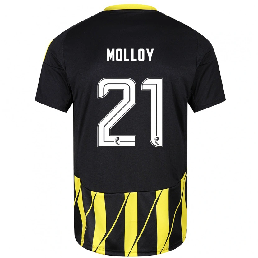 Danxen Niño Camiseta Gavin Molloy #21 Negro Amarillo 2ª Equipación 2024/25 La Camisa