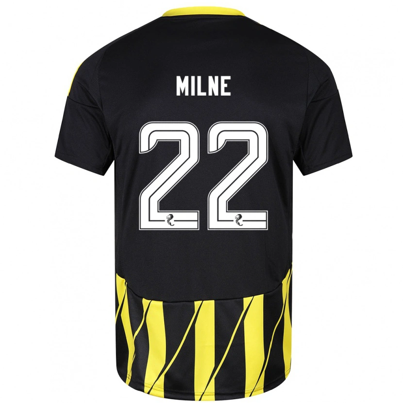 Danxen Niño Camiseta Jack Milne #22 Negro Amarillo 2ª Equipación 2024/25 La Camisa