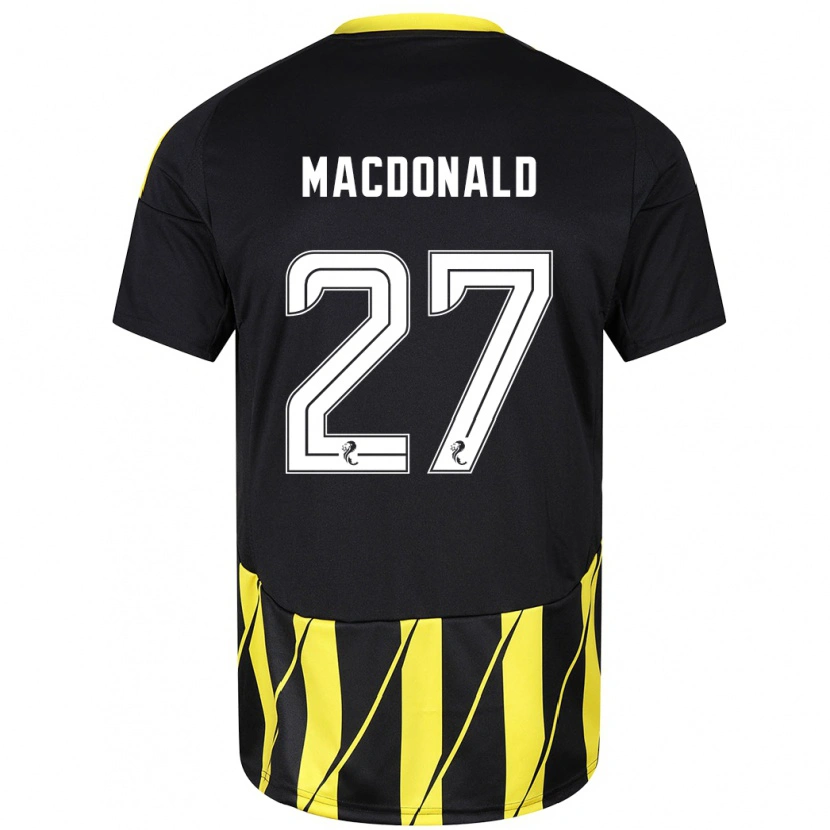 Danxen Niño Camiseta Angus Macdonald #27 Negro Amarillo 2ª Equipación 2024/25 La Camisa