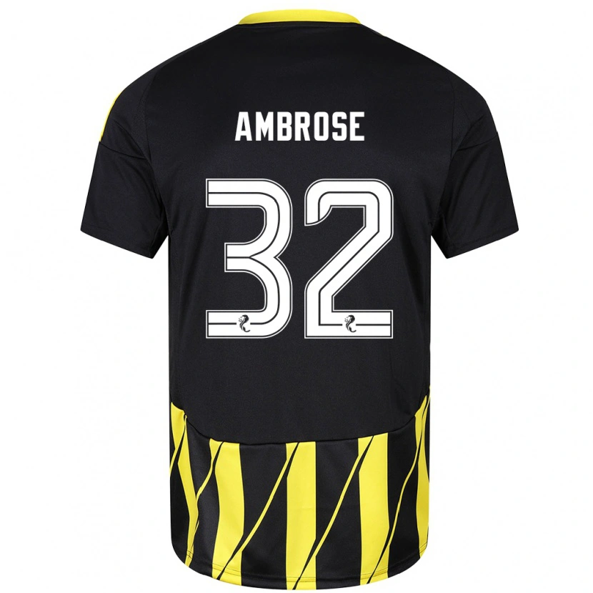 Danxen Niño Camiseta Peter Ambrose #32 Negro Amarillo 2ª Equipación 2024/25 La Camisa