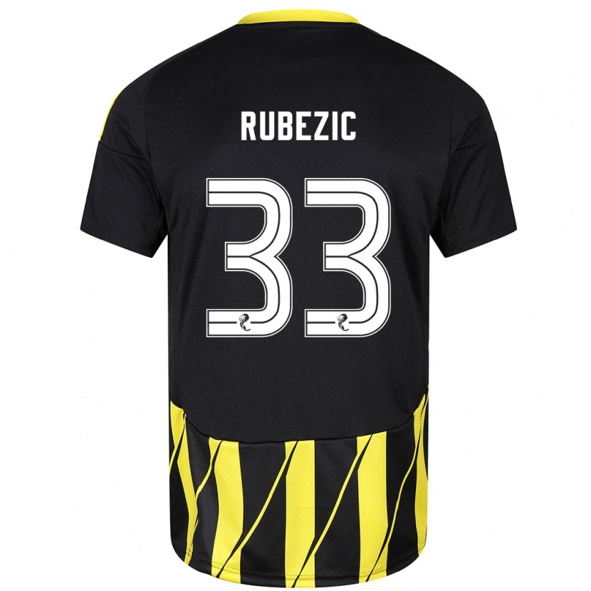 Danxen Niño Camiseta Slobodan Rubezic #33 Negro Amarillo 2ª Equipación 2024/25 La Camisa