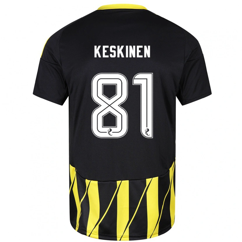 Danxen Niño Camiseta Topi Keskinen #81 Negro Amarillo 2ª Equipación 2024/25 La Camisa