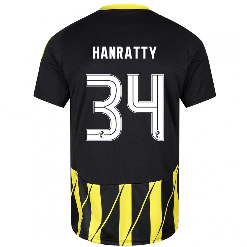 Danxen Niño Camiseta Kevin Hanratty #34 Negro Amarillo 2ª Equipación 2024/25 La Camisa