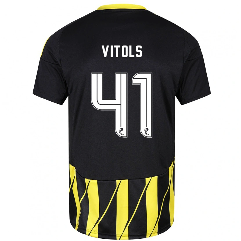 Danxen Niño Camiseta Rodrigo Vitols #41 Negro Amarillo 2ª Equipación 2024/25 La Camisa