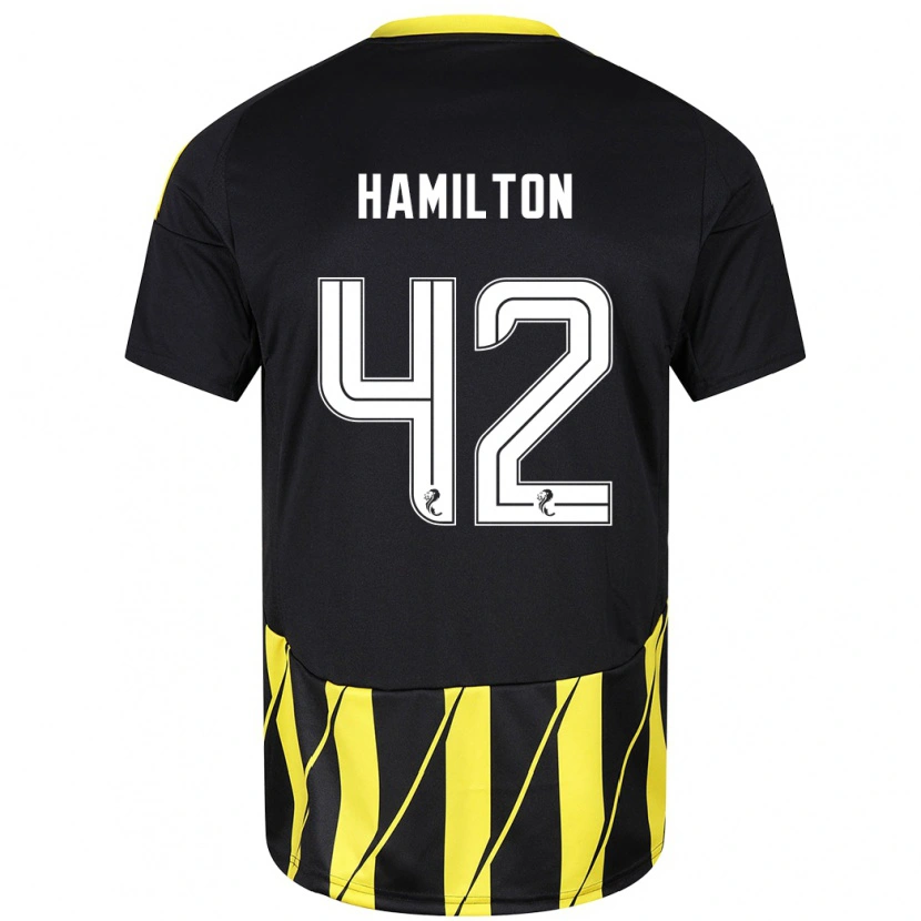 Danxen Niño Camiseta Brendan Hamilton #42 Negro Amarillo 2ª Equipación 2024/25 La Camisa