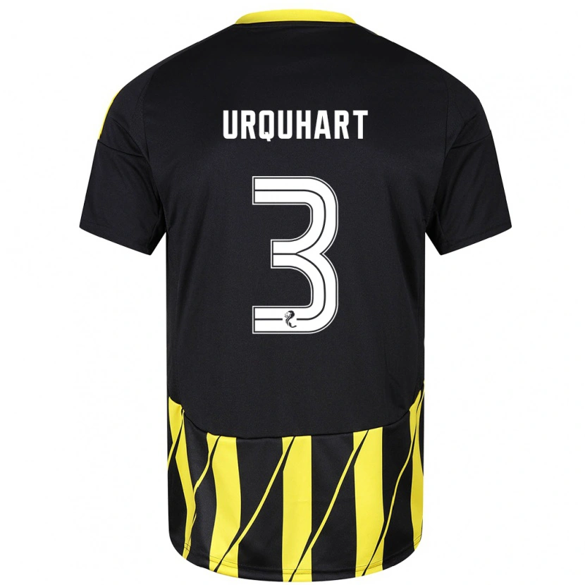 Danxen Niño Camiseta Millie Urquhart #3 Negro Amarillo 2ª Equipación 2024/25 La Camisa