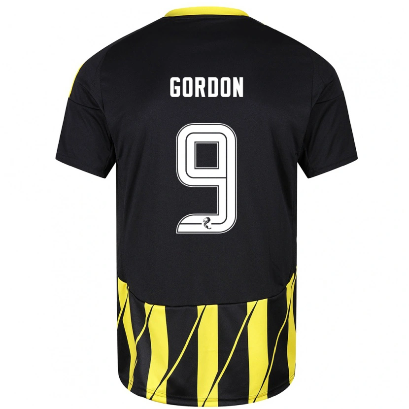 Danxen Niño Camiseta Lauren Gordon #9 Negro Amarillo 2ª Equipación 2024/25 La Camisa