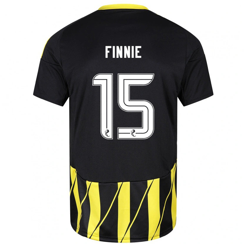 Danxen Niño Camiseta Maddison Finnie #15 Negro Amarillo 2ª Equipación 2024/25 La Camisa