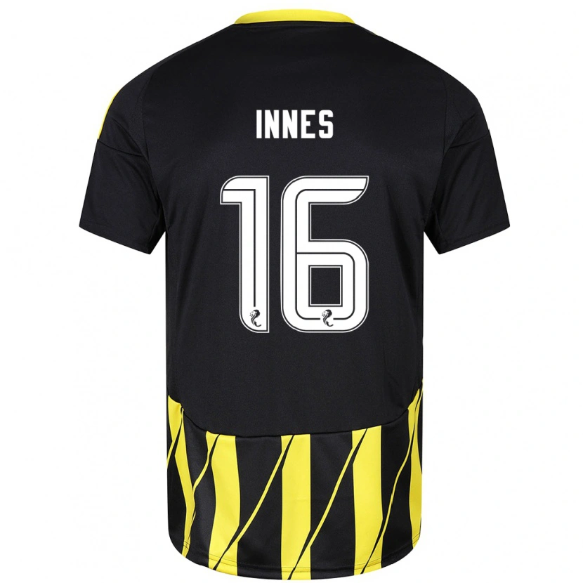 Danxen Niño Camiseta Hannah Innes #16 Negro Amarillo 2ª Equipación 2024/25 La Camisa