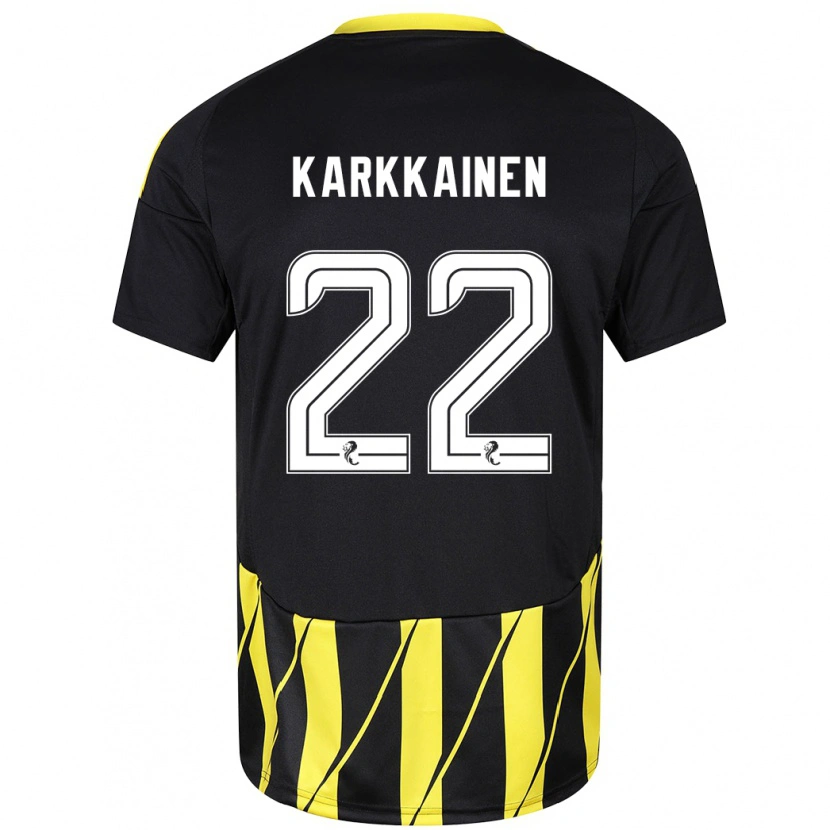 Danxen Niño Camiseta Elena Kärkkäinen #22 Negro Amarillo 2ª Equipación 2024/25 La Camisa