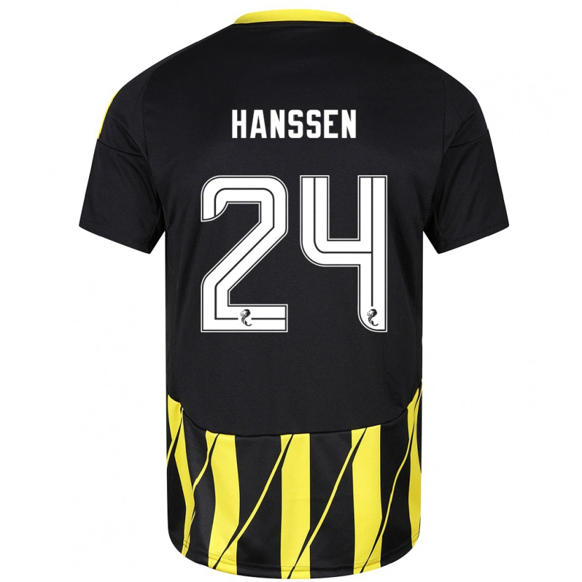 Danxen Niño Camiseta Nadine Hanssen #24 Negro Amarillo 2ª Equipación 2024/25 La Camisa