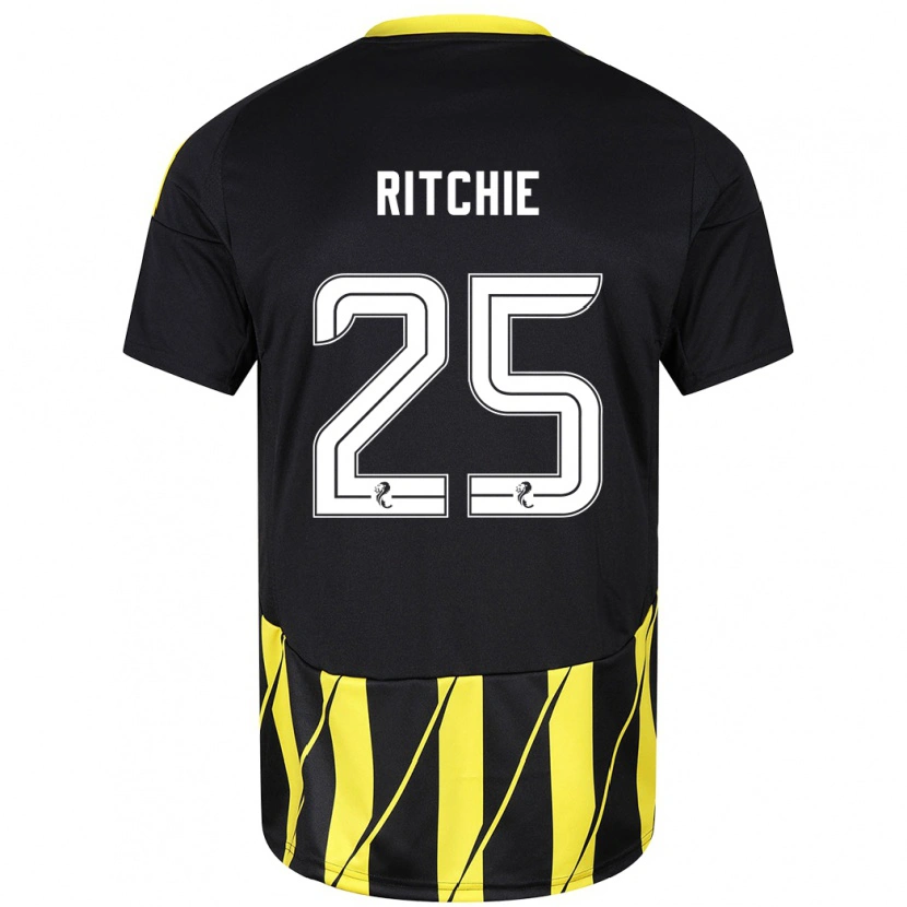 Danxen Niño Camiseta Tom Ritchie #25 Negro Amarillo 2ª Equipación 2024/25 La Camisa