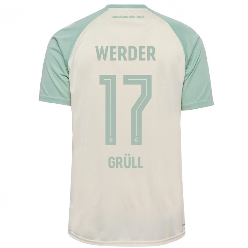 Danxen Niño Camiseta Marco Grüll #17 Blanquecino Verde Claro 2ª Equipación 2024/25 La Camisa