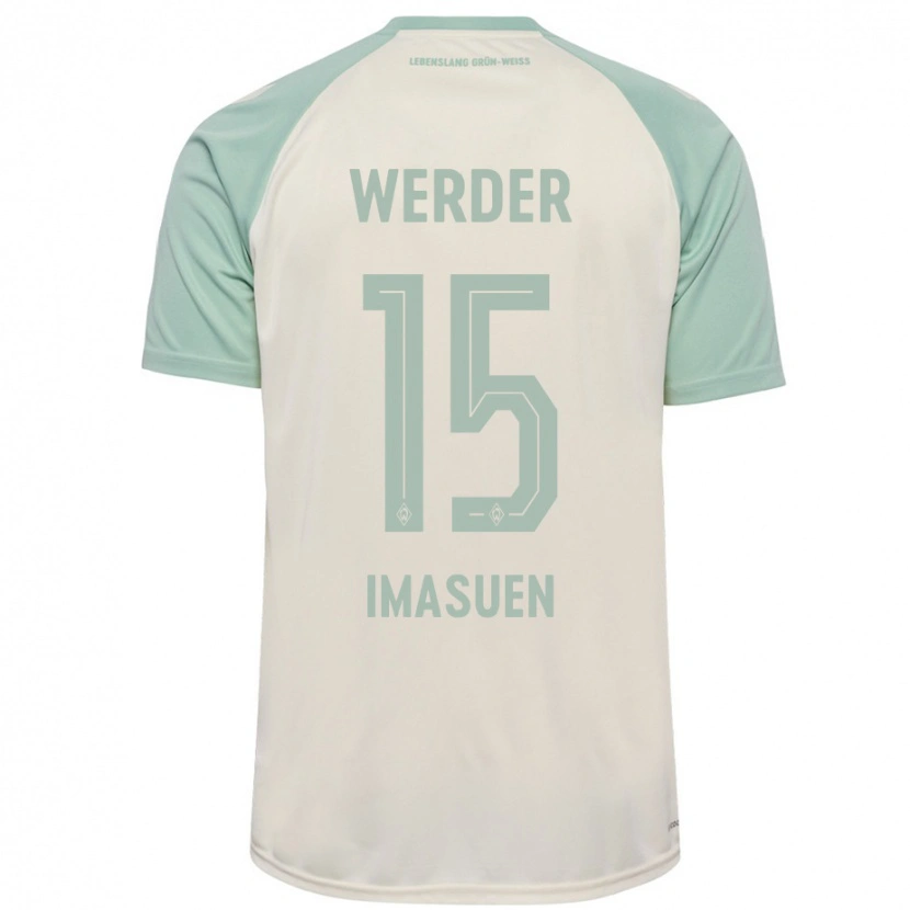 Danxen Niño Camiseta Joel Imasuen #15 Blanquecino Verde Claro 2ª Equipación 2024/25 La Camisa