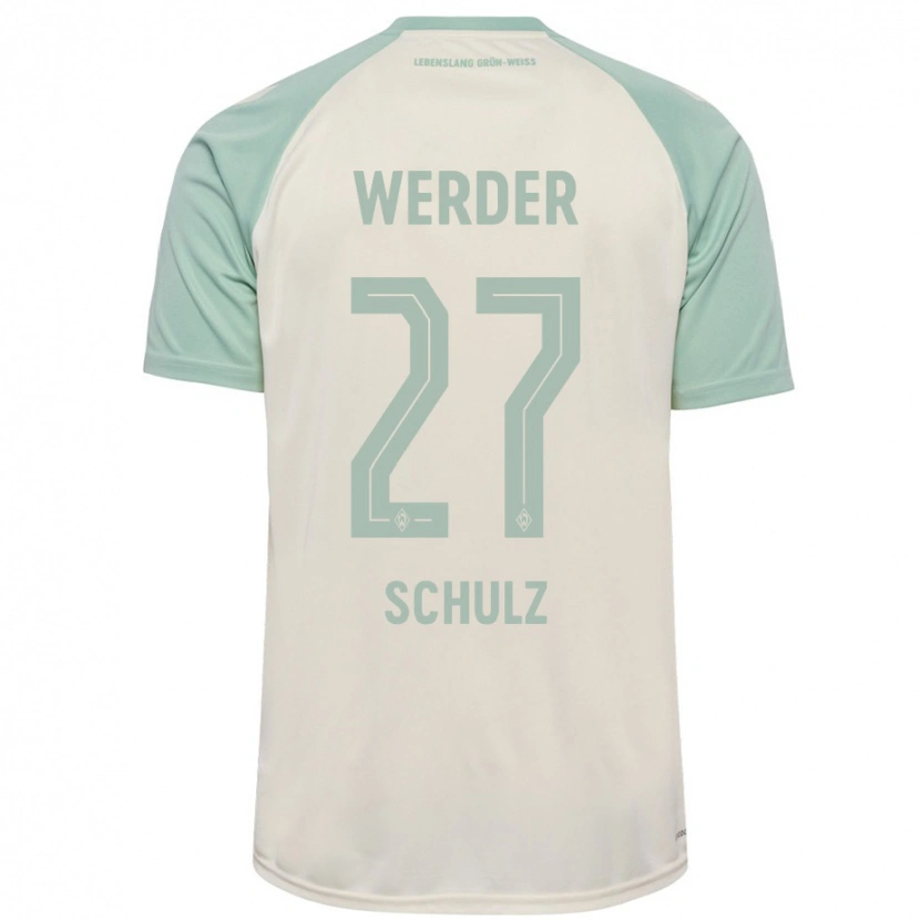 Danxen Niño Camiseta Ole Schulz #27 Blanquecino Verde Claro 2ª Equipación 2024/25 La Camisa