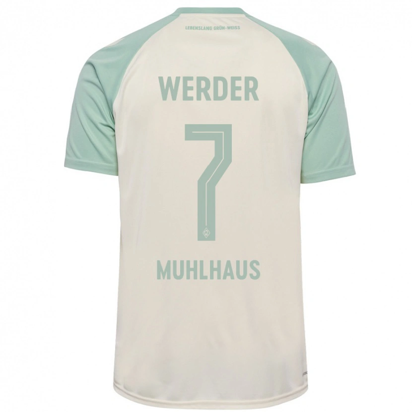 Danxen Niño Camiseta Larissa Mühlhaus #7 Blanquecino Verde Claro 2ª Equipación 2024/25 La Camisa