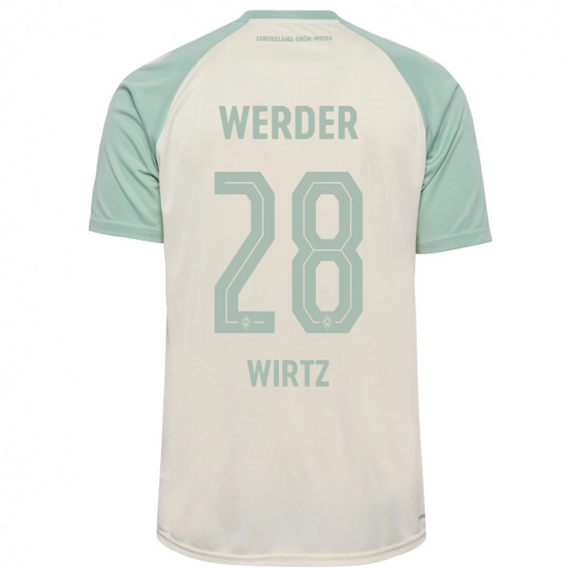 Danxen Niño Camiseta Juliane Wirtz #28 Blanquecino Verde Claro 2ª Equipación 2024/25 La Camisa