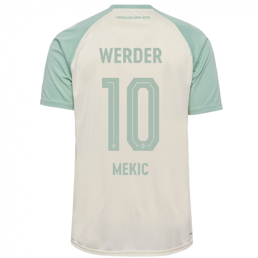 Danxen Niño Camiseta Elmin Mekic #10 Blanquecino Verde Claro 2ª Equipación 2024/25 La Camisa