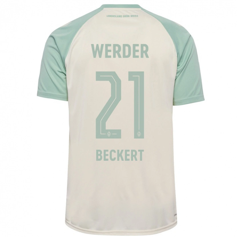 Danxen Niño Camiseta Jonathan Beckert #21 Blanquecino Verde Claro 2ª Equipación 2024/25 La Camisa