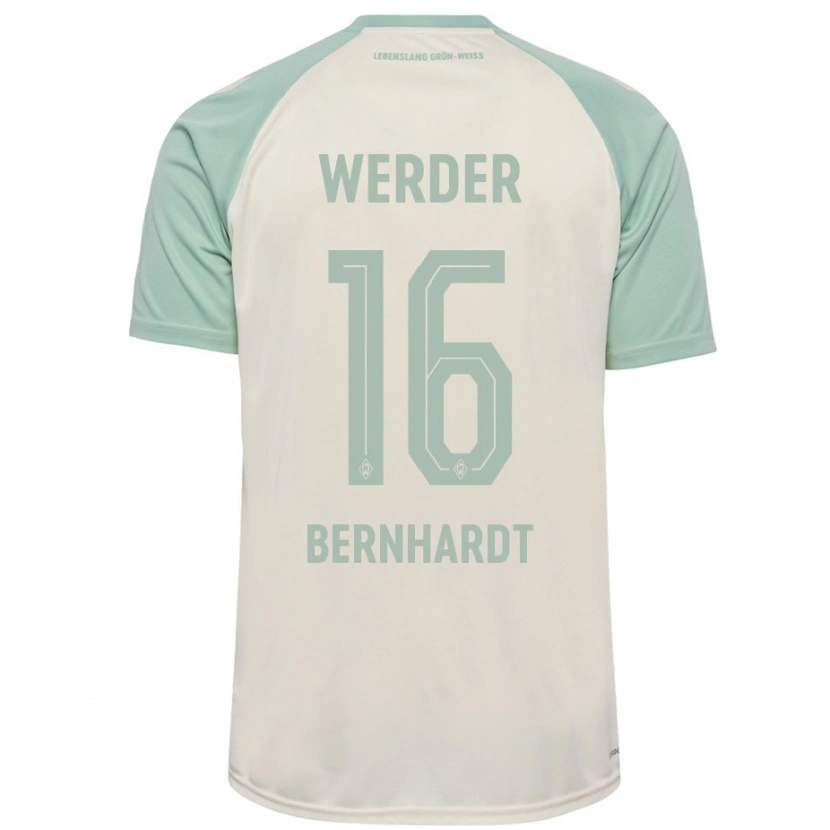 Danxen Niño Camiseta Emilie Bernhardt #16 Blanquecino Verde Claro 2ª Equipación 2024/25 La Camisa