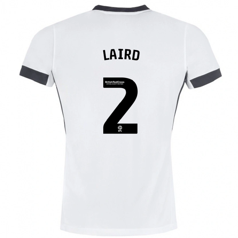 Danxen Niño Camiseta Ethan Laird #2 Blanco Negro 2ª Equipación 2024/25 La Camisa