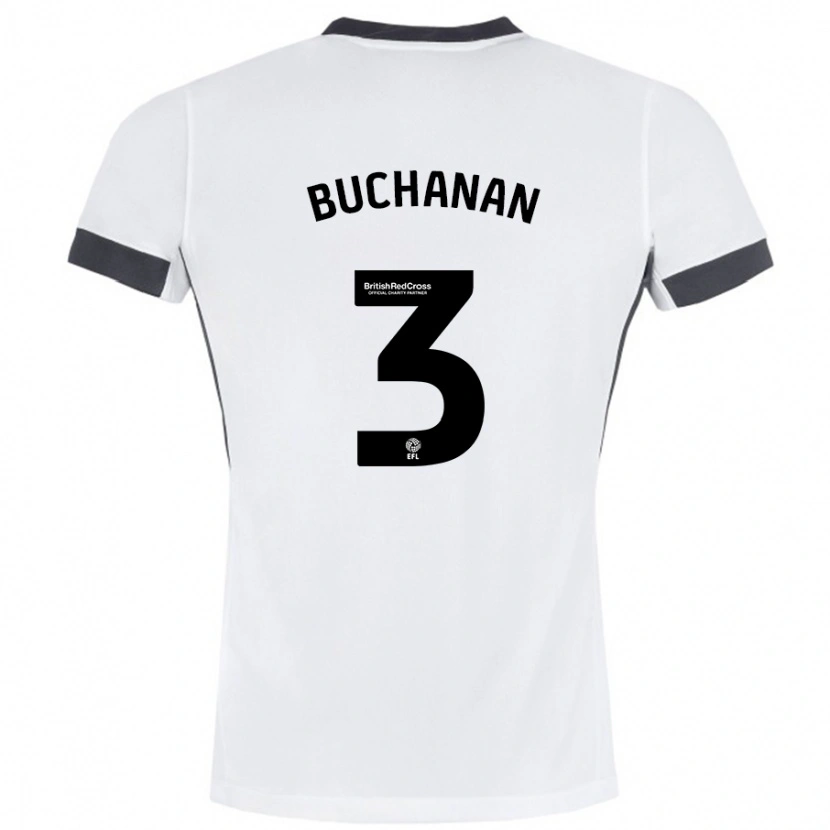 Danxen Niño Camiseta Lee Buchanan #3 Blanco Negro 2ª Equipación 2024/25 La Camisa