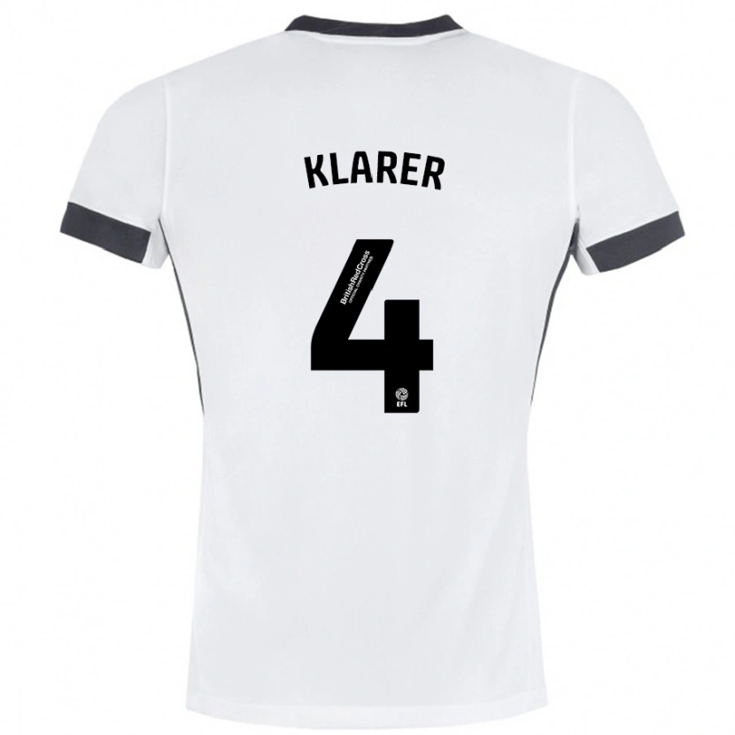 Danxen Niño Camiseta Christoph Klarer #4 Blanco Negro 2ª Equipación 2024/25 La Camisa