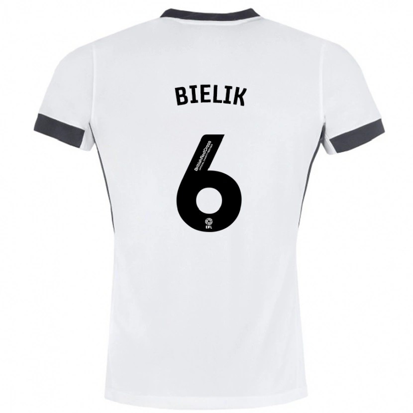 Danxen Niño Camiseta Krystian Bielik #6 Blanco Negro 2ª Equipación 2024/25 La Camisa