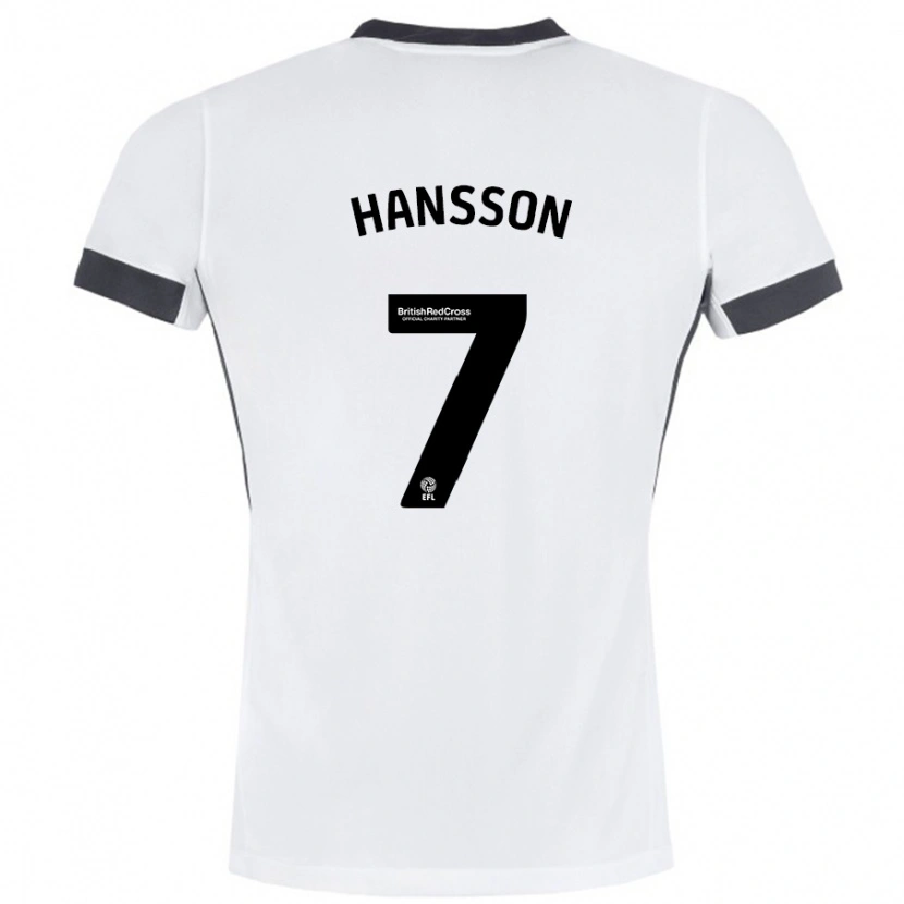 Danxen Niño Camiseta Emil Hansson #7 Blanco Negro 2ª Equipación 2024/25 La Camisa